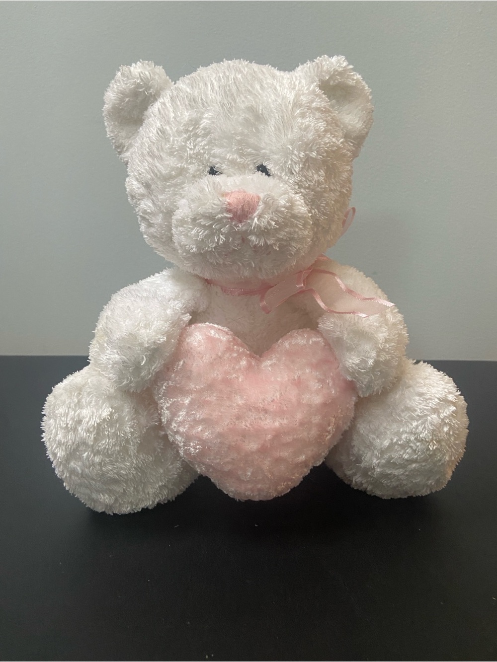 White Plush Teddy with Ribbon Accent